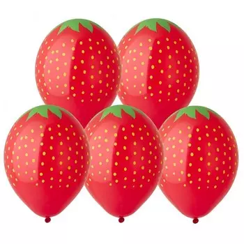 Шары воздушные латексные 14" «Клубника» шелкография, пастель, набор 25 шт.
