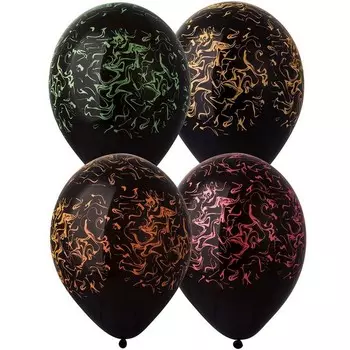 Шар латексный 14" «Шелкография», 25 шт., черный, МИКС