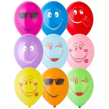 Шары воздушные латексные 14" «Улыбка», набор 50 шт., цвета МИКС