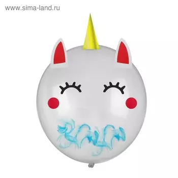 Воздушный шар латексный 18" «Единорог», с наклейкой и перьями