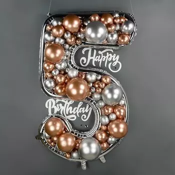 Шар латексный 5", хром, 50 шт., серебро