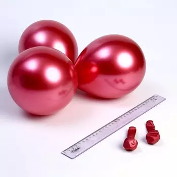 Воздушный шар латексный 5", хром, в наборе 100 шт., цвет насыщенный розовый