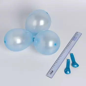 Шар латексный 5", металл, набор 100 шт., водные бомбочки, цвет голубой
