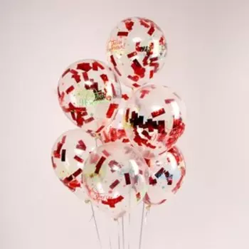 Шар латексный прозрачный 12" «С днём рождения» с конфетти, набор 15 шт.