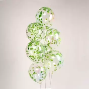 Шар латексный прозрачный 12" «Яркие бабочки» c конфетти, набор 15 шт.