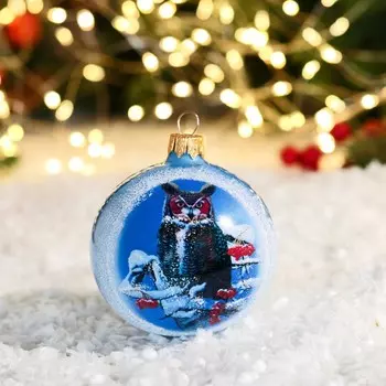 Ёлочный шар «Филин» новогодний, h=8 см