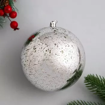 Ёлочная игрушка «Винтаж», шар новогодний, d=11.5 см, серебристый