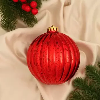 Ёлочный шар «Винтаж», новогодний, d=11.5 см, полосы, красный
