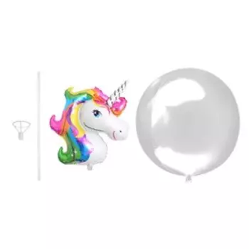 Шар полимерный 18" «Единорог радужный» с палочкой, шар в шаре