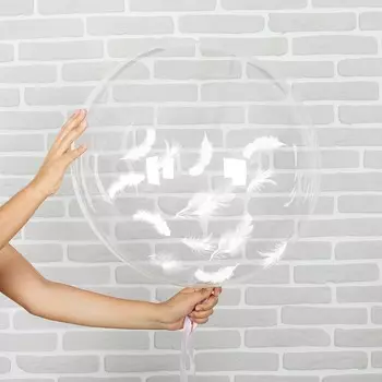 Шар полимерный 20" «Сфера», перья, цвет белый, 1 шт.