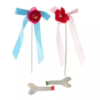 Шар-топпер латексный 5" «Сердце», палочки, ленты с цветами, 2 шт.