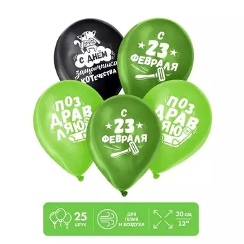 Воздушные шары латексные 12" «23 Февраля», 25 шт.