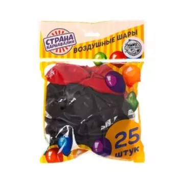 Шар воздушный 12" «Новый год с приколом», чёрный, красный набор 25 шт.