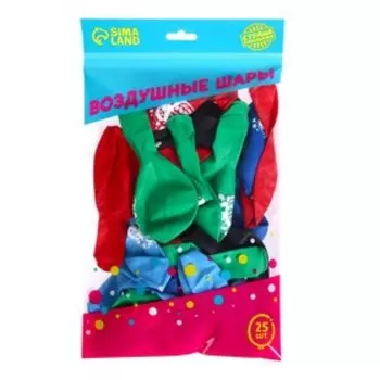 Воздушный шар латексный 12" «Счастья в Новом году!», 25 шт, МИКС