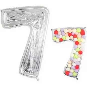Шар воздушный фольгированный 65"«Цифра 7», каркас для аэромозаики