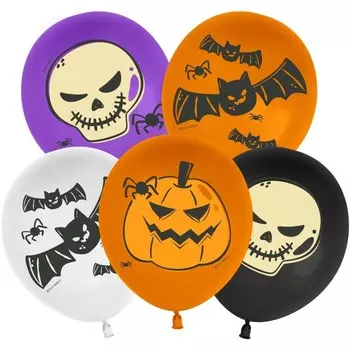 Шар воздушный латексный 12" «Хэллоуин», пастель, 2-сторонний, набор 25 шт., МИКС