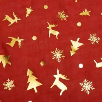 Шарф "Новогодние друзья", размер 48 х 180 см, цвет красный/золото