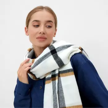 Шарф зимний объемный MINAKU 65*180 + 3 см клетка