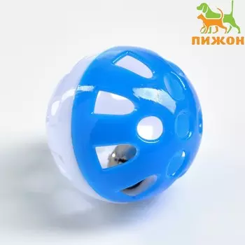 Шарик для кошек с бубенчиком «Луна», 3.8 см, синий/белый