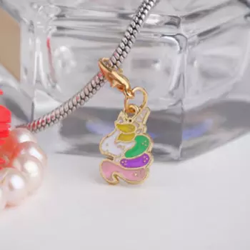 Шарм "Единорожек" мини, цветной в золоте