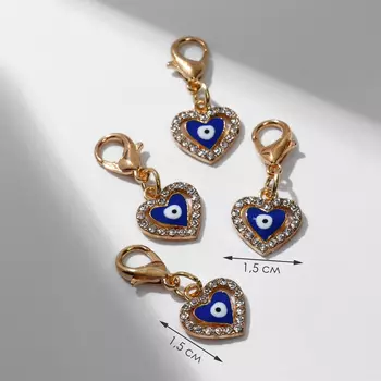Шарм «Глаз» в сердце, цветной в золоте