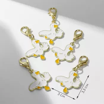 Шарм для браслета «Гусь», цвет бело-жёлтый в золоте