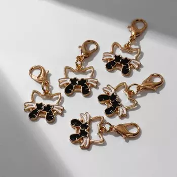 Шарм для браслета на карабине «Котёнок», чёрный в золоте