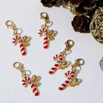 Шарм новогодний "Леденец", цвет красно-белый в золоте