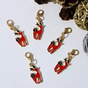 Шарм новогодний "Олень" грациозный, цветной в золоте