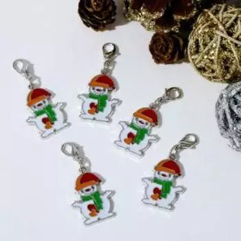 Шарм новогодний "Снеговик", цветной в серебре