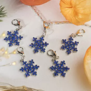 Шарм "Снежинка", цвет синий в серебре