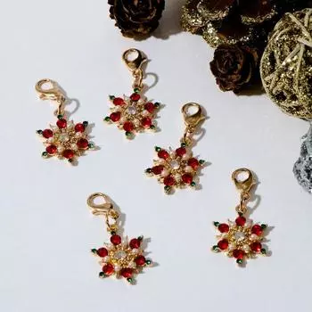 Шарм новогодний "Снежинка" праздничная, цветной в золоте