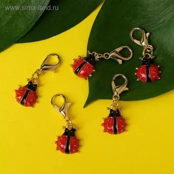 Шарм для браслета «Божья коровка», цвет красно-чёрный в золоте