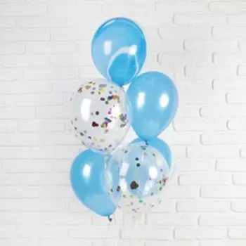 Шары латексные 12" «Морская волна», набор 6 шт., цвет синий