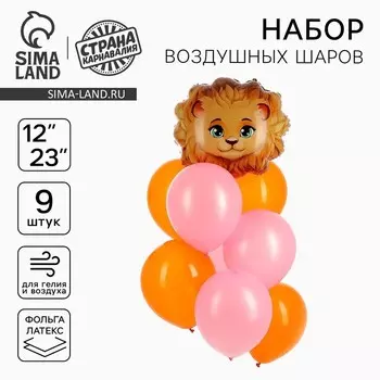 Воздушные шары, букет «Лев», набор 9 шт.