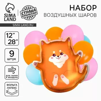 Воздушные шары, букет «Сиба-ину», набор 9 шт.