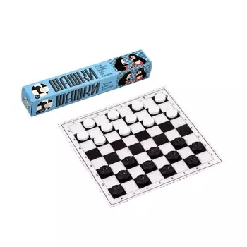 Шашки, настольная игра «Два пингвина», 24 шт., мягкое поле 2929 см