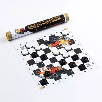 Шашки, настольная игра «Машинка», поле винил 3030 см, d=3 см, h=0.9 см