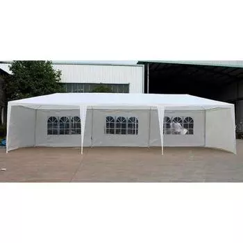 Шатер садовый 9*3м белый, 3 стенки