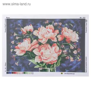 Схема для бисера и креста на габардине «Пионы»