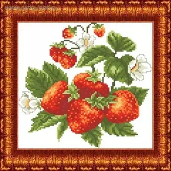 Канва с нанесённым рисунком для вышивки крестиком «Клубничка», размер 18x18 см