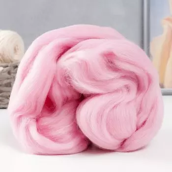 Шерсть для валяния 100% полутонкая шерсть 50 гр (055 св. розовый)