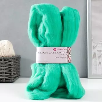 Шерсть для валяния 100% тонкая шерсть 50гр (581 Св.изумруд)
