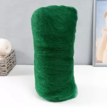 Шерсть для валяния "Кардочес" 100% полутонкая шерсть 100гр (110 зелёный)