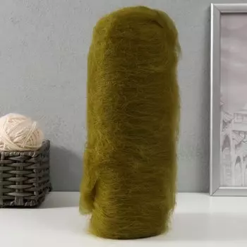 Шерсть для валяния "Кардочес" 100% полутонкая шерсть 100гр (оливковый - 038)