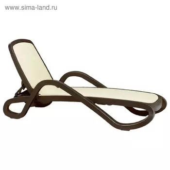 Шезлонг Alfa Sky Blue, 194 х 85 х 71 см, каркас коричневый, ткань бежевая