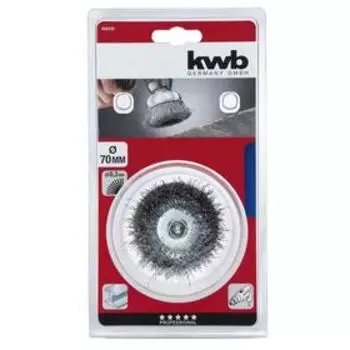 Щетка чашечная KWB, d=75 мм, проволока d=0.3 мм, хвостовик d=6 мм, сталь HSS