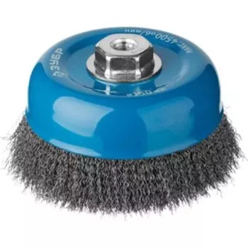 Щетка чашечная "ЗУБР" 35261-150_z02, витая, стальная 0.3 мм, М14х150 мм