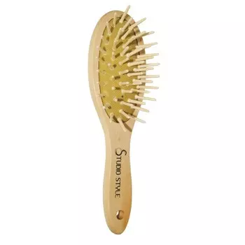 Щетка для волос Studio Style «Дерево», малая, с деревянными зубьями