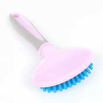 Щетка-массажер для животных с силиконовыми зубьями, средняя, 9.516.5 см, розовая